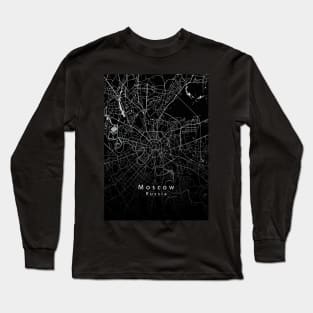 Moscow Russia City Map dark Long Sleeve T-Shirt